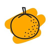 icône de ligne orange mandarine sur fond blanc. agrumes jaunes mûrs, parfaits pour les logos de jus de fruits, les cartes d'invitation et les affiches de fruits. illustration vectorielle vecteur