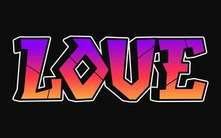 amour mot trippy psychédélique graffiti style lettres.vecteur dessiné à la main doodle dessin animé logo amour illustration. drôles de lettres trippantes cool, mode, impression de style graffiti pour t-shirt, concept d'affiche vecteur