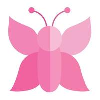 animal insecte papillon rose dans le style d'icône plate de dessin animé vecteur