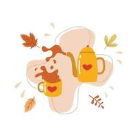 illustration plate de l'heure du thé chaud pour l'illustration de la célébration de l'automne hygge. vecteur
