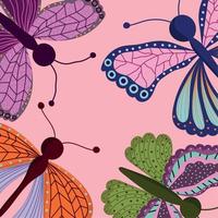 papillons insectes faune sauvage décoration naturelle fond vecteur
