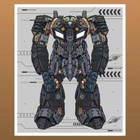 mecha robot bot construit par tête bras corps jambe arme illustration vecteur premium