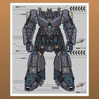 détail mecha robot gundams construit par tête bras corps jambe arme illustration vecteur premium