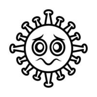 émoticône de virus, infection de caractère emoji covid-19, style de dessin animé de ligne de visage vecteur