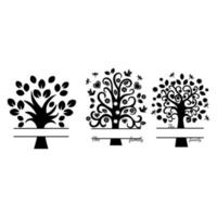 illustration vectorielle de monogramme silhouette arbre généalogique. arbre de couleur noire. conception d'arbre en papier. notion de famille vecteur