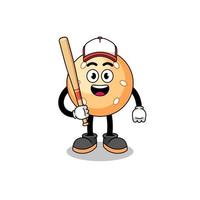 caricature de mascotte de boule de sésame en tant que joueur de baseball vecteur