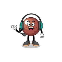 mascotte illustration de boule de chocolat en tant que service client vecteur