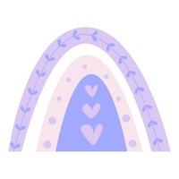 imprimé arc-en-ciel de pépinière boho pour salle de jeux et enfants, chambres de bébé avec des couleurs neutres de genre. coeur arc-en-ciel pastel vecteur mignon isolé sur fond blanc