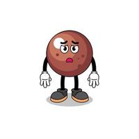 illustration de dessin animé de boule de chocolat avec un visage triste vecteur