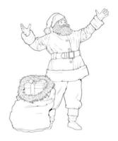 santa claus contour dessinant l'art vectoriel, livre de coloriage pour les enfants. vecteur