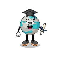 mascotte planète avec pose de graduation vecteur