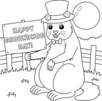 marmotte avec chapeau coloriage pour les enfants vecteur