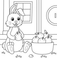 lapin tenant une mandarine à colorier pour les enfants vecteur