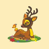 conception d'illustration de cerf mignon animal bambi vecteur