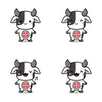 illustration vectorielle de l'autocollant emoji vache kawaii vecteur