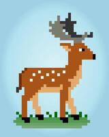 Cerf pixel 8 bits. animaux pour les jeux d'actifs dans les illustrations vectorielles. modèle de point de croix. vecteur