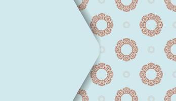 baner de couleur aigue-marine avec motif corail indien et espace pour logo ou texte vecteur