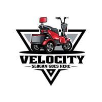vecteur de logo de cyclomoteur à trois roues de scooter électrique rouge