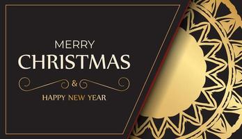 carte de voeux joyeux noël et bonne année en couleur noire avec des ornements d'or. vecteur