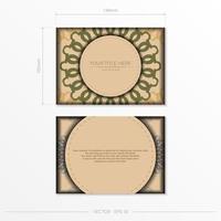 modèle d'invitation avec un espace pour votre texte et vos motifs abstraits. conception de carte de voeux de couleur beige de vecteur avec des motifs de mandala.