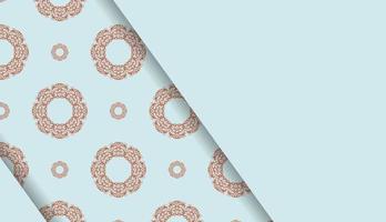 bannière de couleur aigue-marine avec un luxueux ornement de corail pour un design sous votre logo vecteur