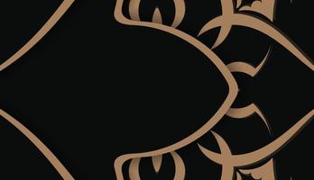 modèle de bannière de couleur noire avec ornement brun indien pour la conception sous votre logo vecteur