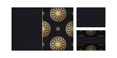 carte postale noire avec des ornements dorés luxueux pour votre conception. vecteur
