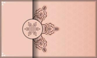 carte de couleur rose avec des ornements indiens pour votre conception. vecteur