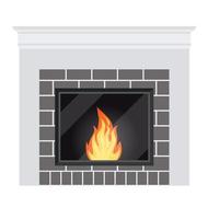 icône isolée de la cheminée blanche confortable à combustion libre. vecteur