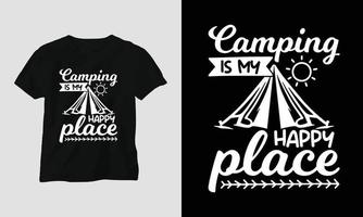 conception de camping svg avec camp, tente, montagne, jangle, arbre, ruban, silhouette de randonnée vecteur