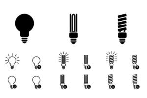 lumière d'icône modifiable, ampoule au néon compacte, pack de vecteurs d'icônes remplies de lignes. signes de trait à la mode pour les sites Web, les applications et l'interface utilisateur. ensemble premium d'icônes d'ampoules et d'icônes de néons compacts. vecteur