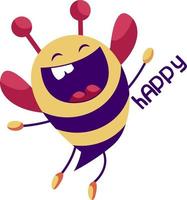 joyeux illustration vectorielle d'abeille jaune et violet sur fond blanc vecteur