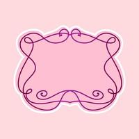 cadre rectangulaire avec tourbillons sur fond rose, dessiné à la main, espace de copie, illustration vectorielle, élément de conception vecteur