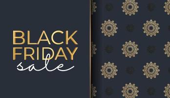 affiche pour le vendredi noir bleu foncé avec ornement doré abstrait vecteur