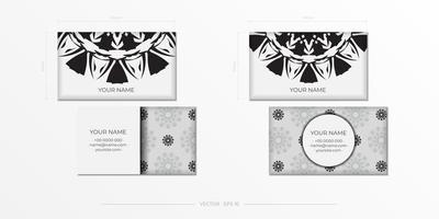modèle pour la conception d'impression de cartes de visite en blanc avec des ornements noirs. préparation de carte de visite de vecteur avec place pour votre texte et motifs abstraits.