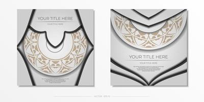 design luxueux d'une carte postale de couleur blanche avec un ornement. conception de cartes d'invitation avec un espace pour votre texte et vos motifs abstraits. vecteur