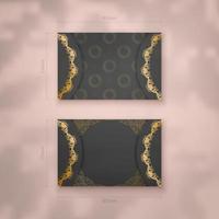 une carte de visite présentable en noir avec un motif doré luxueux pour vos contacts. vecteur