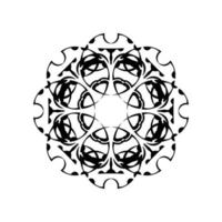 mandala rond. motif oriental noir et blanc. motif ethnique. coloration. modèle de tatouage, ornement au henné. vecteur psychédélique.