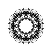 mandala rond. motif oriental noir et blanc. motif ethnique. coloration. modèle de tatouage, ornement au henné. vecteur psychédélique.