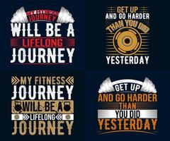 ensemble de conception de t-shirt de citation de motivation gym-fitness, meilleur ensemble de conception de t-shirt de typographie de motivation vecteur