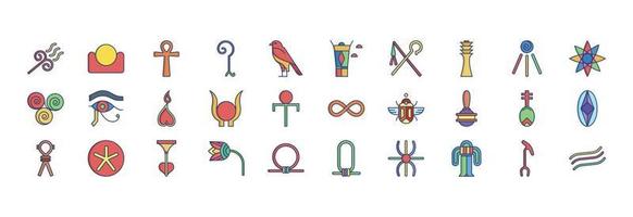 collection d'icônes liées aux symboles égyptiens, y compris des icônes comme l'air, le feu, dieu et plus encore. illustrations vectorielles, ensemble parfait de pixels vecteur