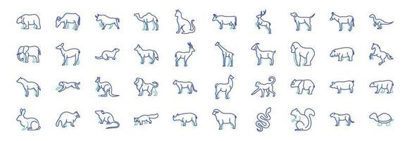 collection d'icônes liées au corps animal, y compris des icônes comme l'ours, le chien, le dinosaure, la vache et plus encore. illustrations vectorielles, ensemble parfait de pixels vecteur