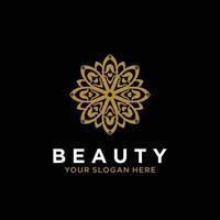 luxe mandala ligne design art beauté fleur d'or abstrait logo vectoriel