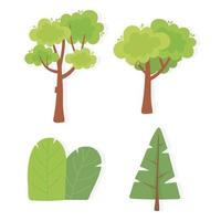 ensemble de différents arbres et végétation vecteur
