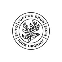 insigne de logo de branche de café dans le style d'art en ligne vecteur