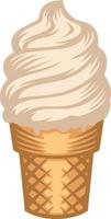 crème glacée de style croquis dessinés à la main. cornet de glace et glace à la vanille vecteur