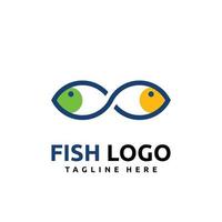 création de logo de poisson jumeau pour fruits de mer frais ou entreprise commerciale logo vecteur logo icône étiquette emblème