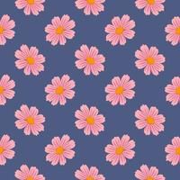 fleurs roses minimales, motif sans couture sur fond violet foncé. vecteur