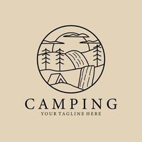 logo d'art de ligne de camping, icône et symbole, conception d'illustration vectorielle vecteur