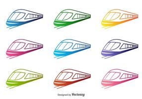 Colorful train Vector Silhouettes